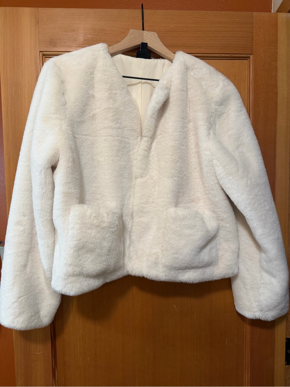 INC International Concepts Cream Teddy Faux-Fur Jacket